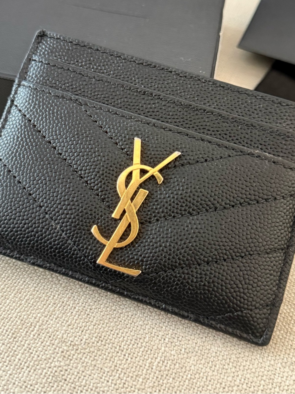 Saint Laurent Black Card Case with Gold YSL Monogram - Picture 11 of 11